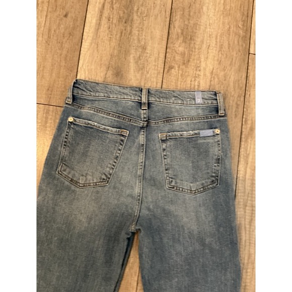 7 For All Mankind Ultra High Rise Dojo Wide Leg Jeans Distressed Size 28 - Picture 8 of 11